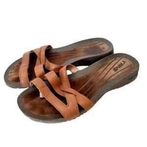 Teva Cabrillo Toe Post Dame Brown Slide Sandals Genuine Leather Women 9 Orthotic